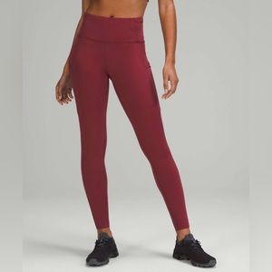 Lululemon Fast and Free Brushed High Rise Legging Tight 28” Mulled Wine Size 12